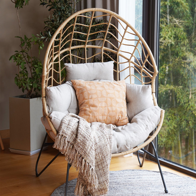 Langley Street® Alpharetta Steel Patio Wicker Chair with Cushions ...